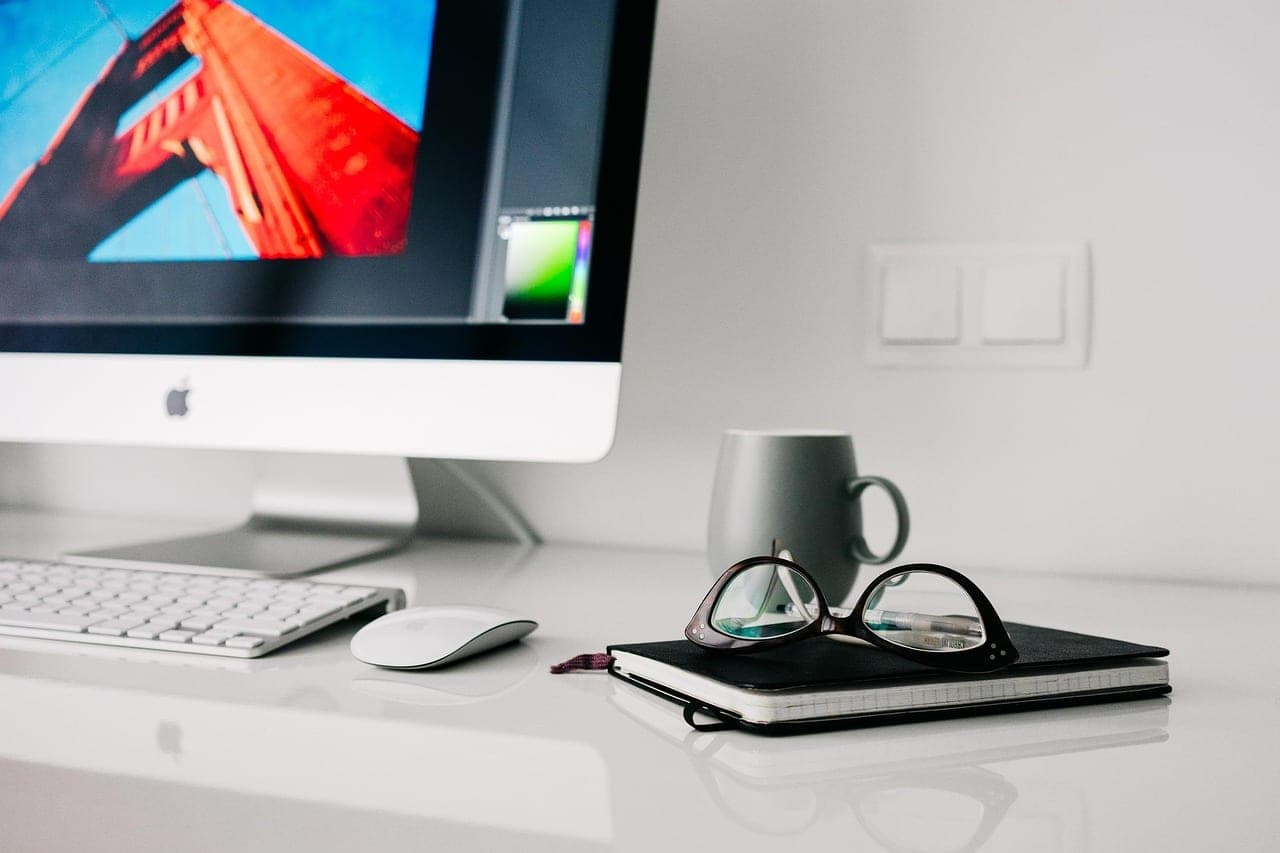 Modern office workspace with computer monitor