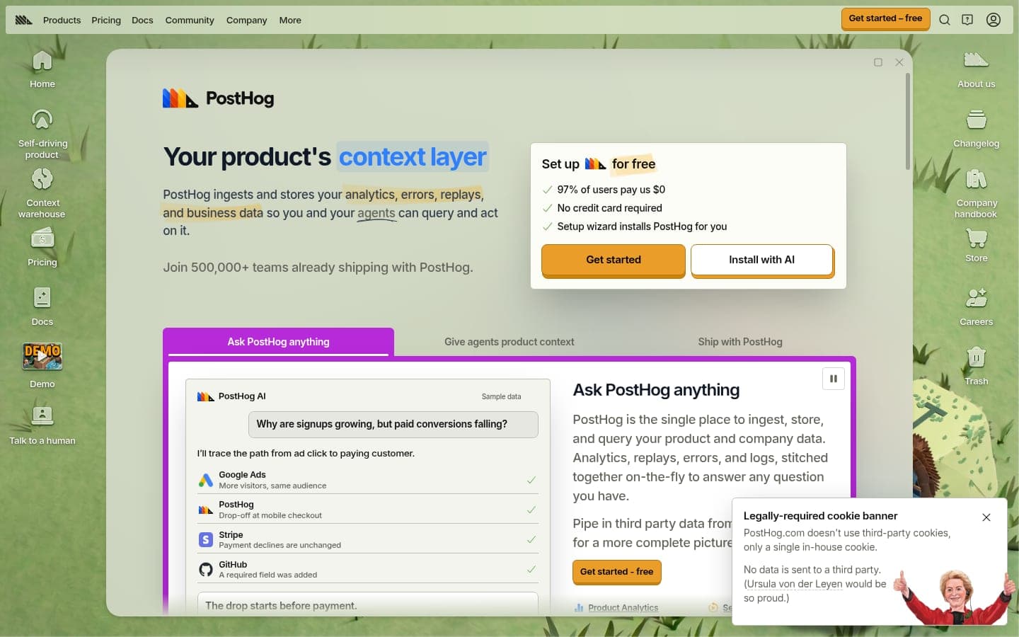 PostHog open source product analytics and session recording suite
