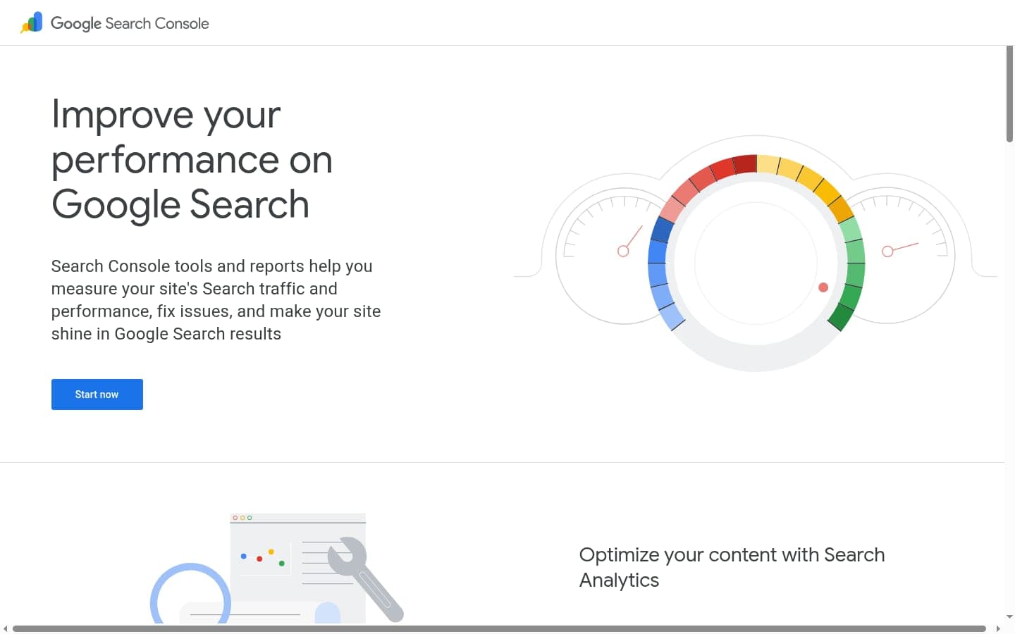 Google Search Console overview page showing organic search performance metrics