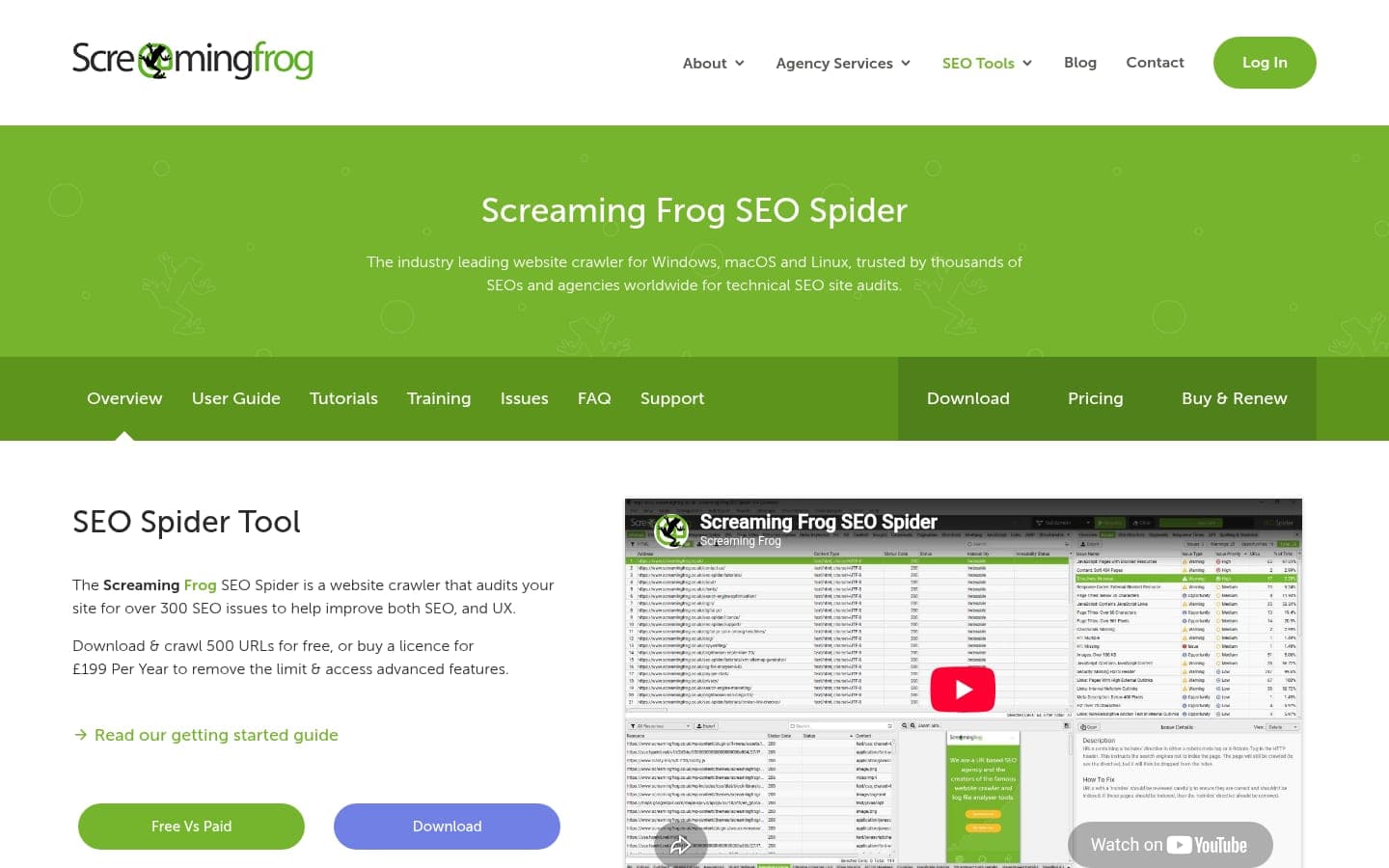 Screaming Frog SEO Spider software homepage