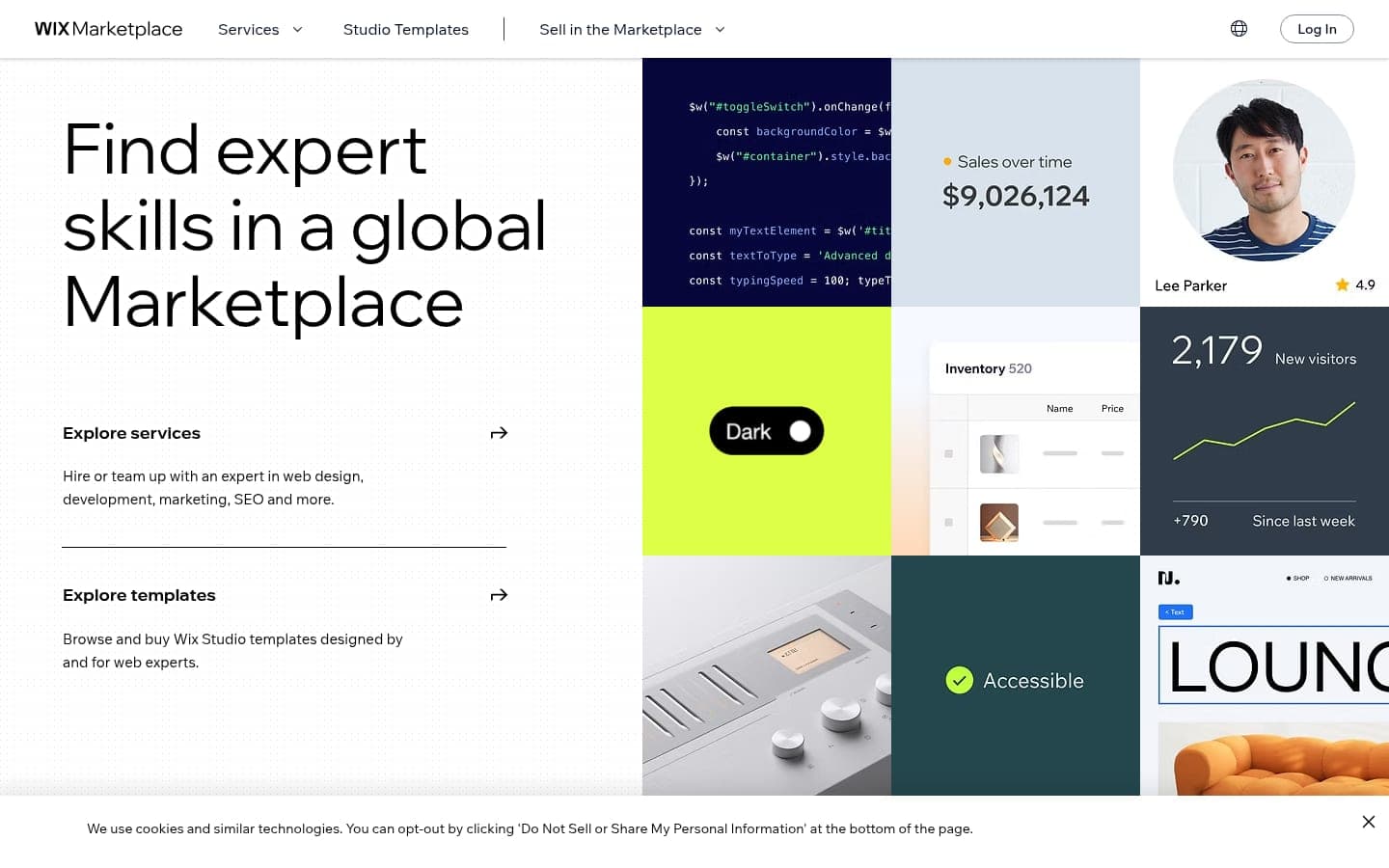 Wix Marketplace directory page